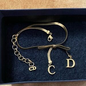 Christian Dior Vintage Ankle Bracelet Gold C D Initial Charm Bracelet